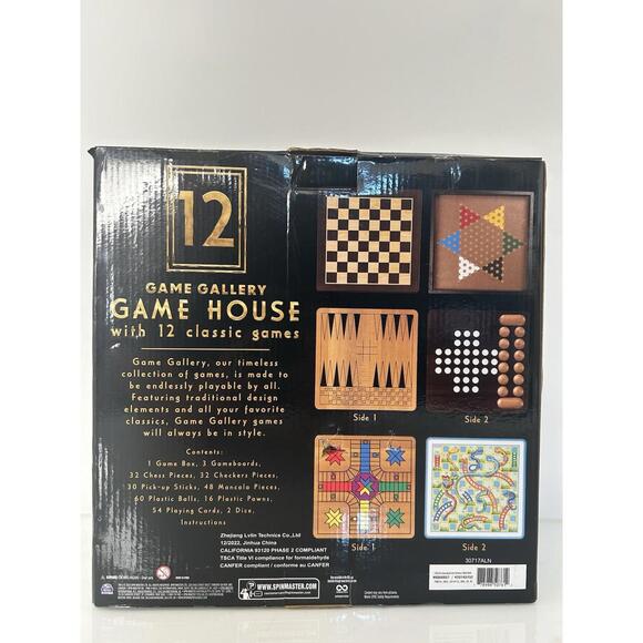 Game Gallery 12 in 1 Game House with 12 Classic Games Chess Checkers Pachisi New - Picture 2 of 9